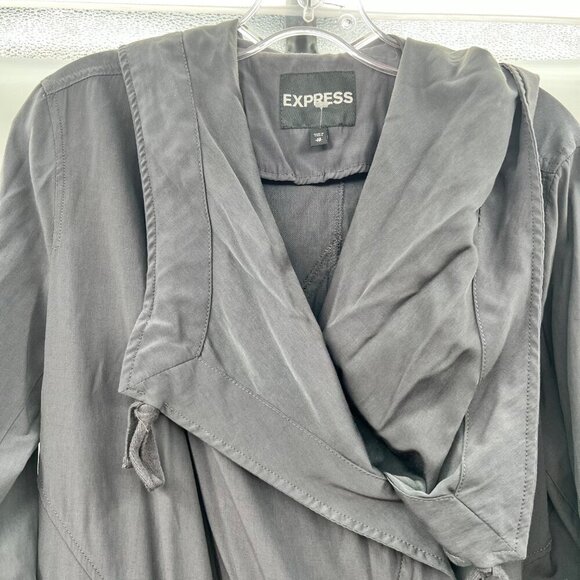 Express Women's Lightweight Hooded Jacket Long Roll Tab Sleeve Gray Size XS - Picture 2 of 9